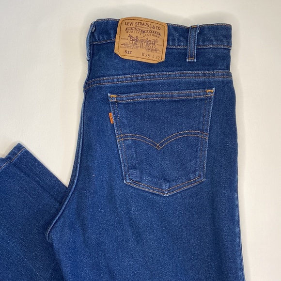 Vintage Orange Tab Made In The USA Levi's 517 38 X 32 1994 Red Batwing Paper Tag - Picture 3 of 10